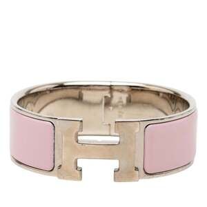 Hermes Clic Clac H PM Bracelet, Silver and Pink Metal Enamel, Women's.